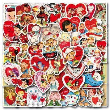 Набір стікерів Vintage Valentine 50 шт s335 фото