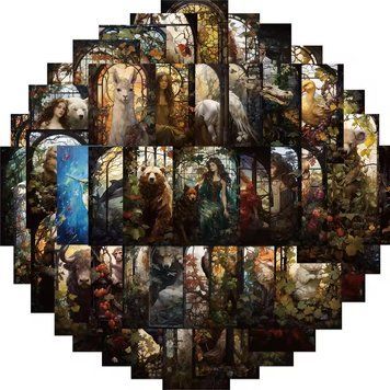 Набір стікерів Stained Glass Fantasy 55 шт f99 фото