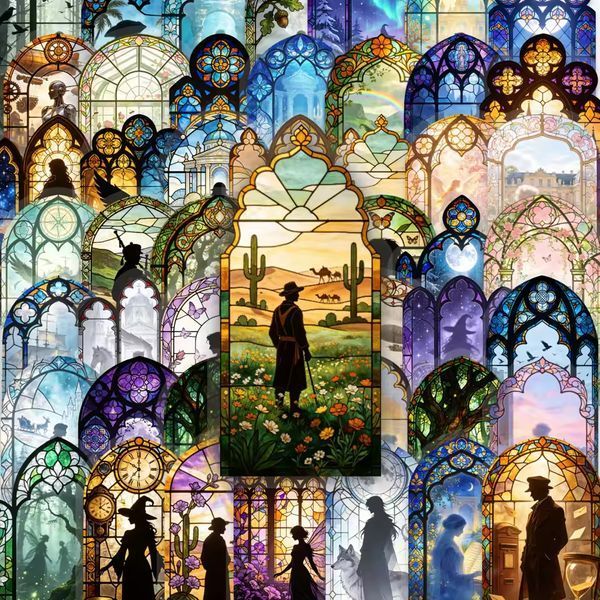 Набір стікерів Stained Glass Windows 50 шт f59-9 фото