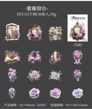 Набір стікерів Purple Window 30 шт 2b122-2 фото