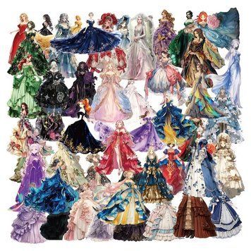 Набір стікерів Victorian Dresses 50 шт s251 фото
