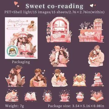 Набір стікерів Sweet Co-Reading 15 шт 2b129-1 фото